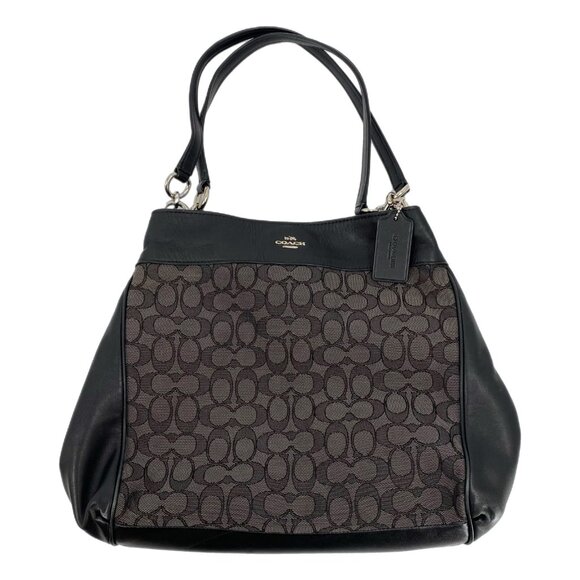 Coach Black Gray Signature C Patterned Shoulder Bag | Excellent Condition - Picture 1 of 10